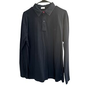 Zimmerli X Swiss Organic Cotton Long Sleeve Polo Shirt L Black Luxury Golf Rugby